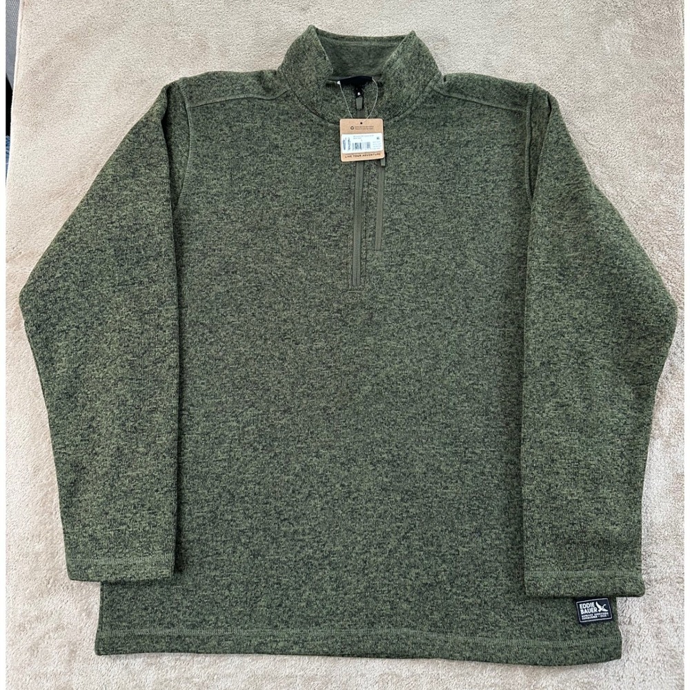 Eddie Bauer Radiator‎ Fleece 1/4 Zip Pullover Mens Size L Dark Fatigue Green NEW